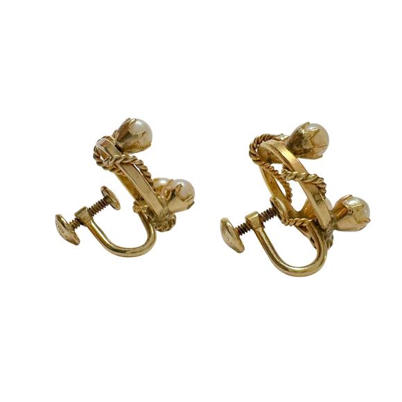 1950's Henry Griffith & Sons 1/20 - 12 K Gold Filled Pearl Screw back Earrings - Picture 5 of 13